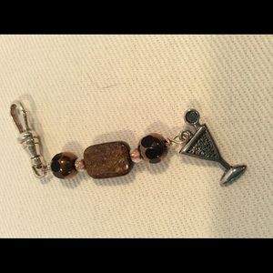 Martini glass zipper pull purse charm